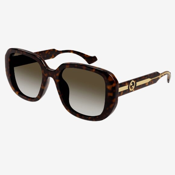 NEW GUCCI SUNGLASSES, WOMEN OVERSIZED HAVANA BROWN SUNGLASSES GUCCI - Picture 1 of 5